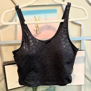 Black Leopard Shine Tank Crop Top